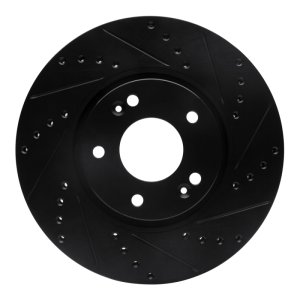 Kia Sportage Brake Rotor (1) - Front Right - R1 Concepts - Drilled & Slotted - Black - `12-`16
